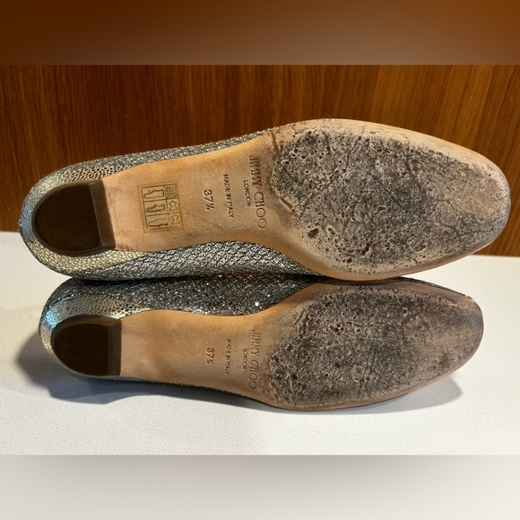 JIMMY CHOO Leather Sparkle Glitter Ballet Flat | EU 37.5 | - Picture 10 of 11